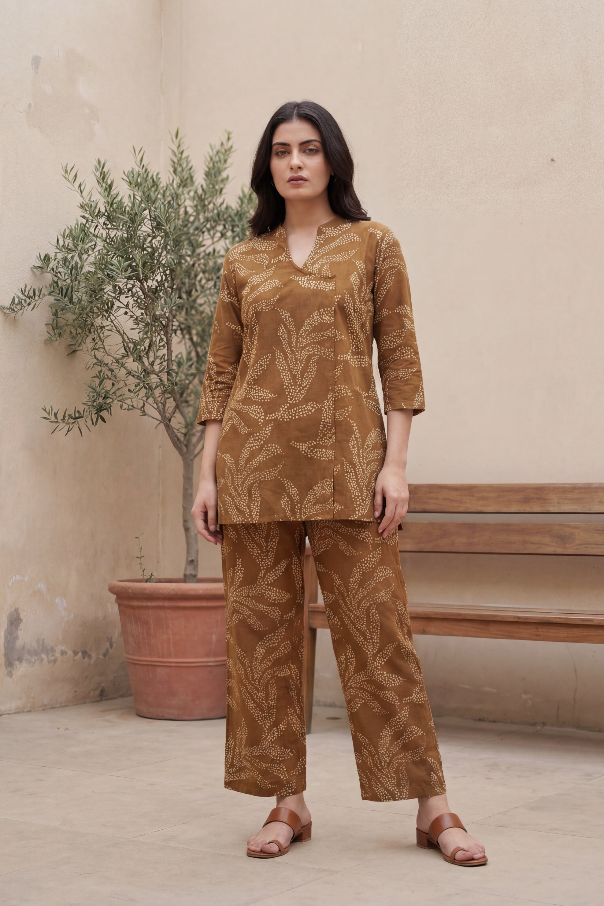 Earthy Grace Cotton Angrakha Co-ord Set - Me&My