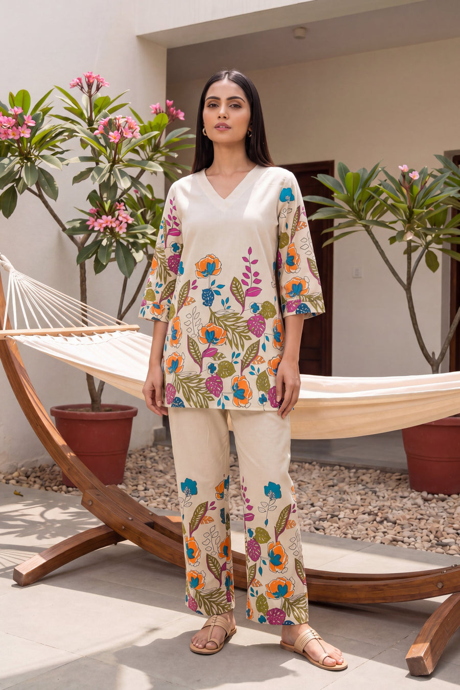 Papaya Grove Ivory Scattered Floral Cotton Co-ord Set — image 8