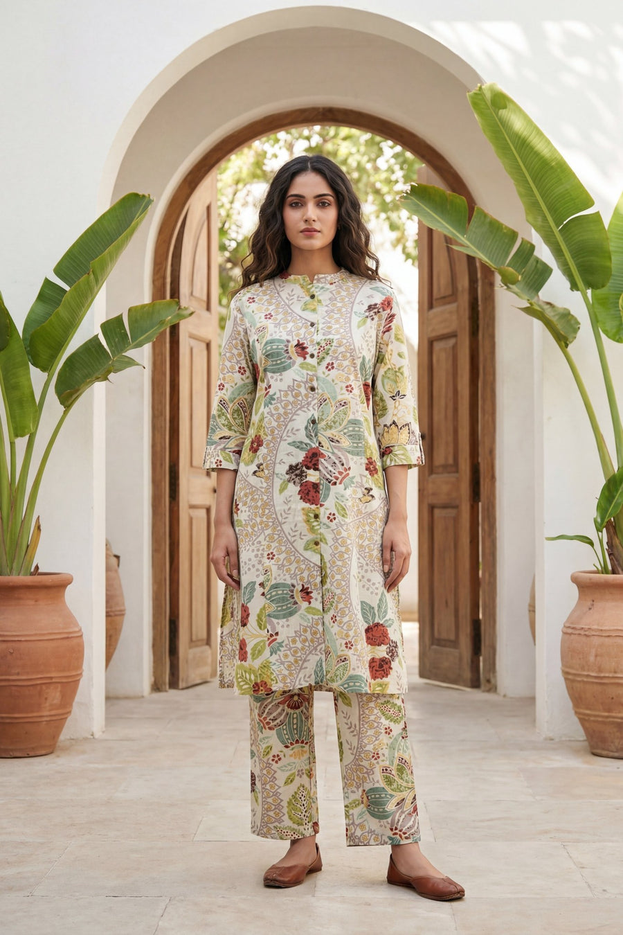 Botanical Garden Ivory Floral Cotton Co-ord Set — image 6