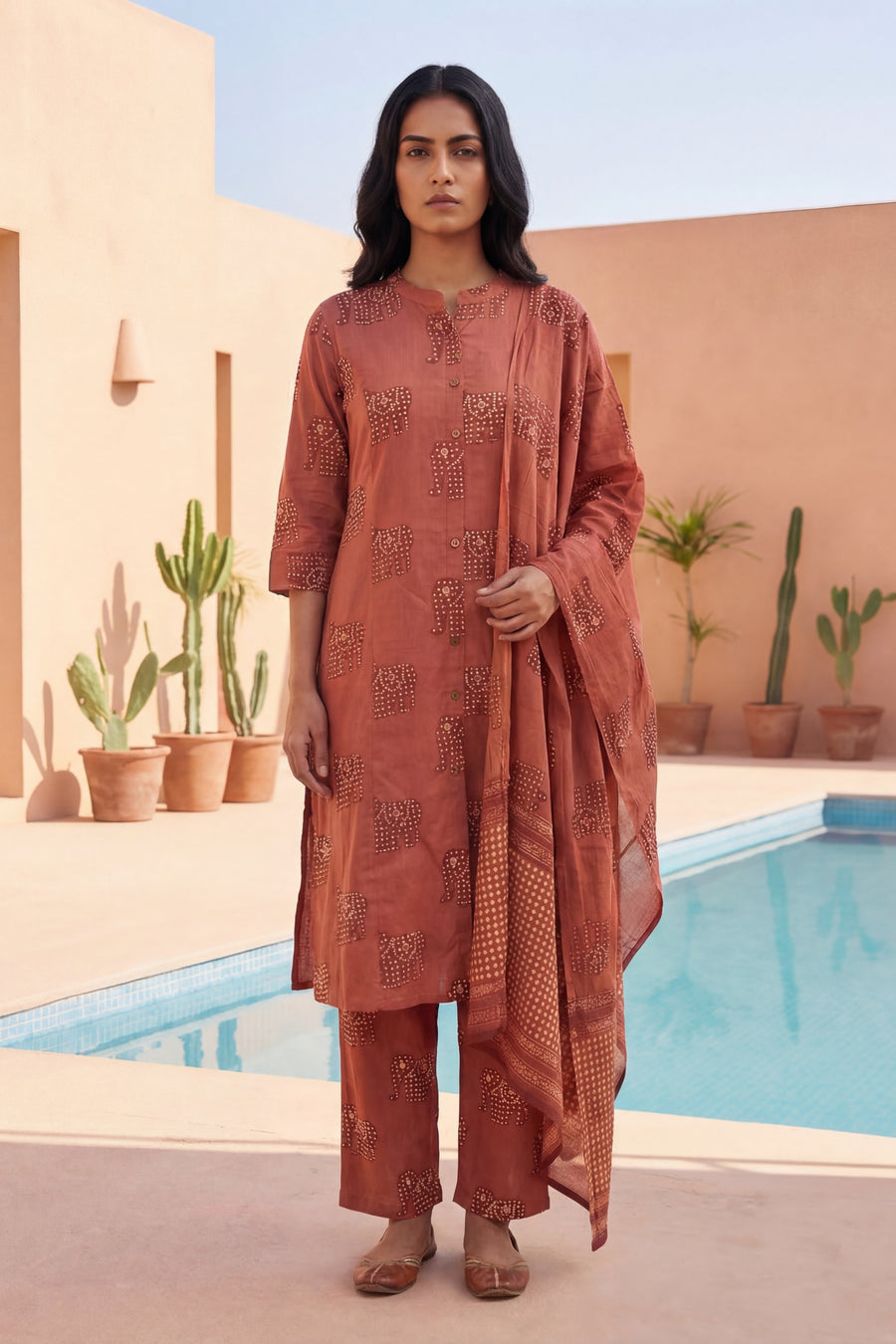 Sienna Folk Sovereign Elephant Cotton Dupatta Set — image 9