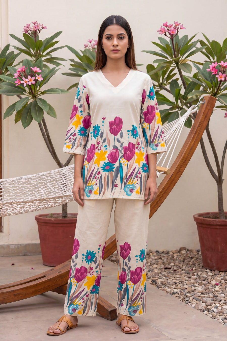 Tulip Garden Ivory Scattered Floral Cotton Co-ord Set — image 9