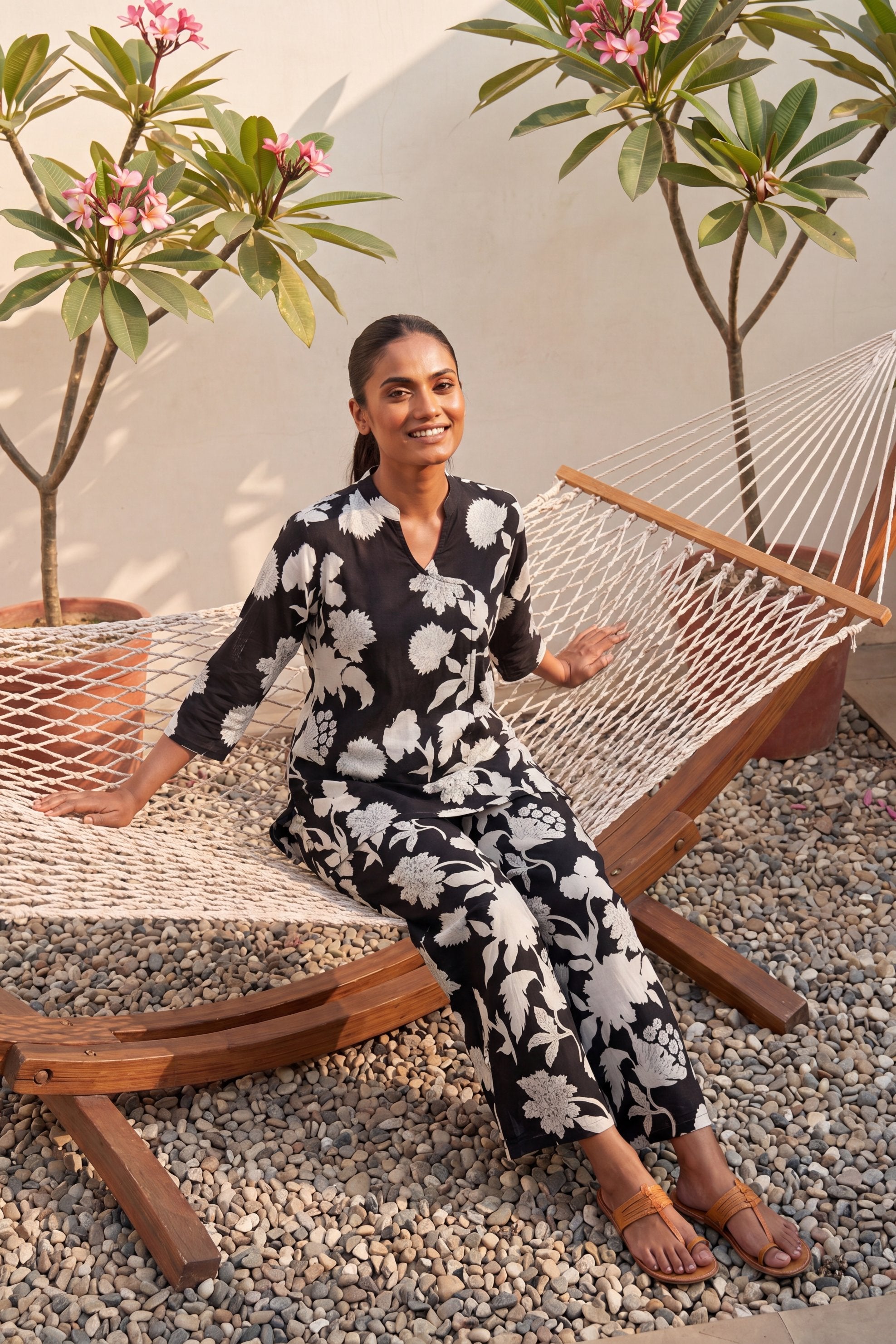 Royal Gardens — Black Anghrakha Cotton Co-ord Set