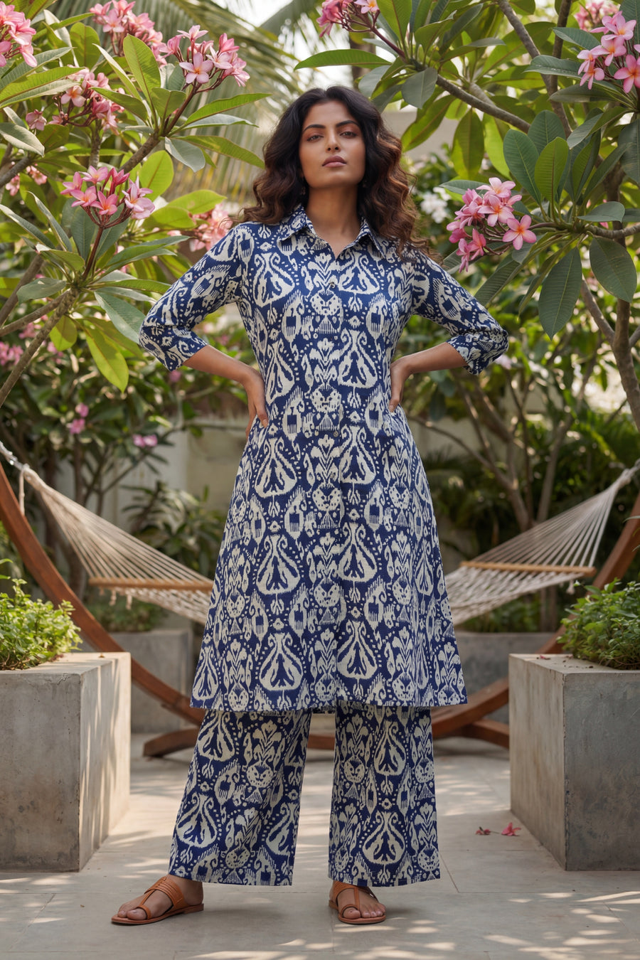 Indigo Damask Navy Cotton Co-ord Set — image 3