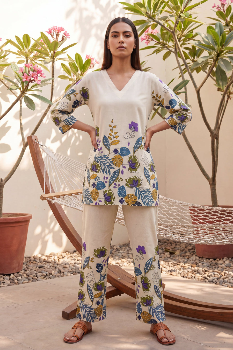 Blush Petal Drift Floral Cotton Suit Set — image 10