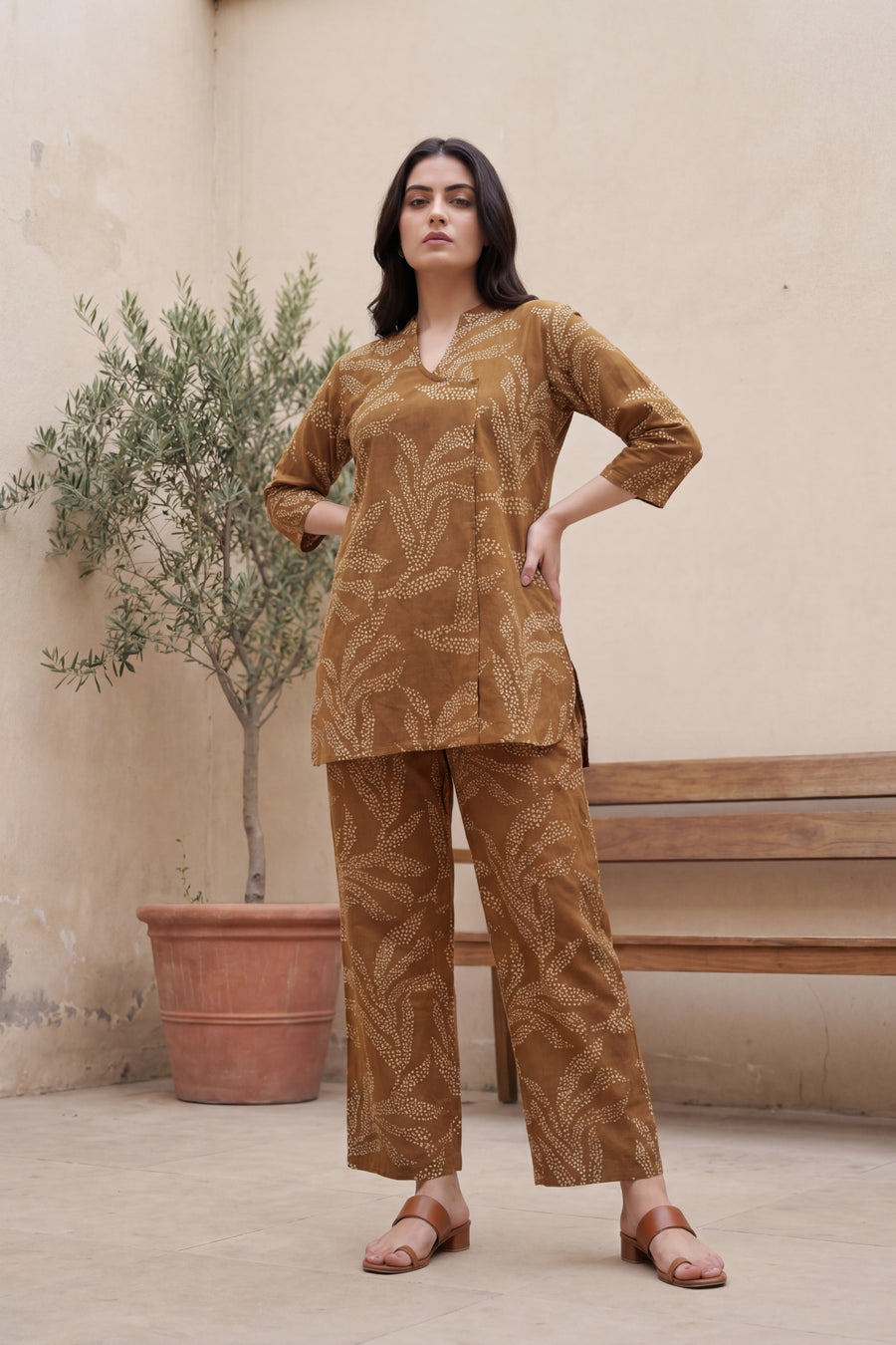 Earthy Grace Cotton Angrakha Co-ord Set — image 5