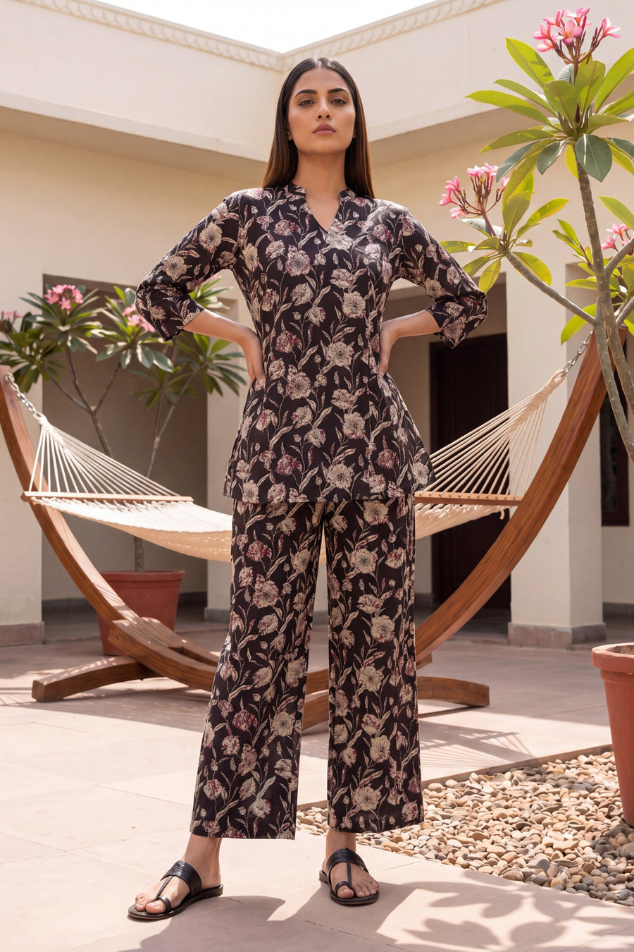 Nocturne Bloom Onyx Floral Cotton Co-ord Set — image 11
