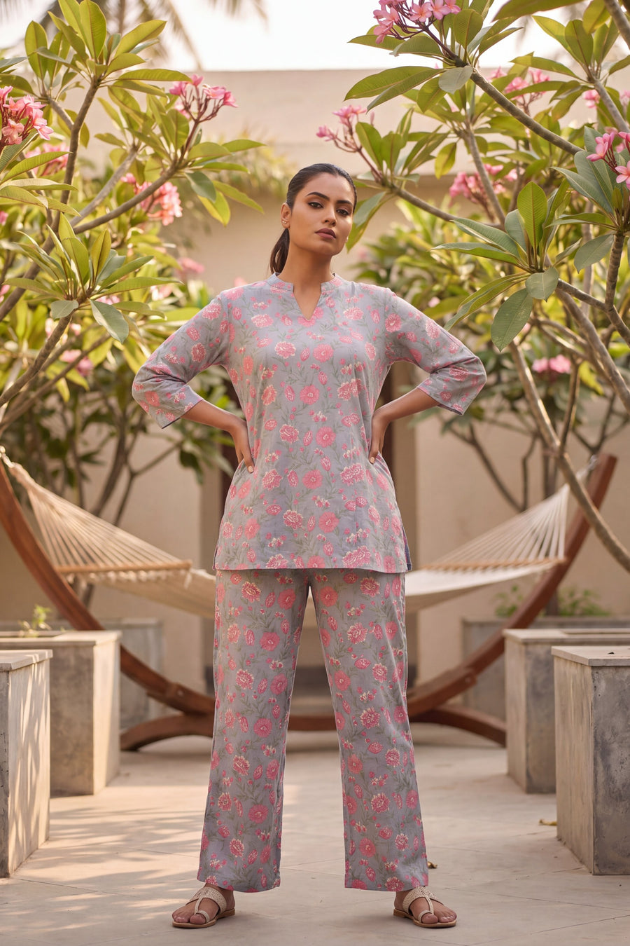 Rosewood Cluster Slate Blue Floral Cotton Co-ord Set — image 11