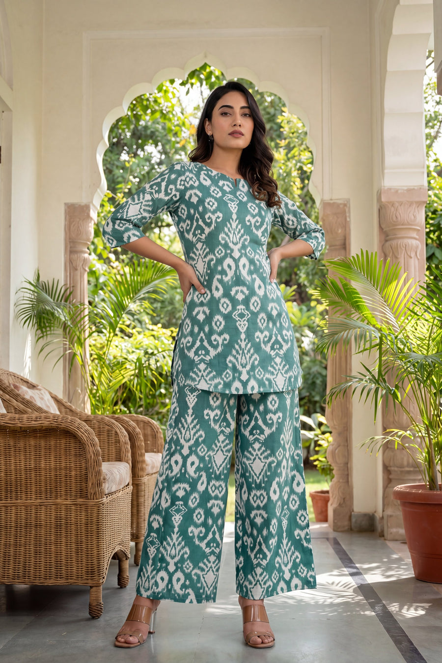 Verdant Hues Abstract Cotton Co-ord Set — image 11