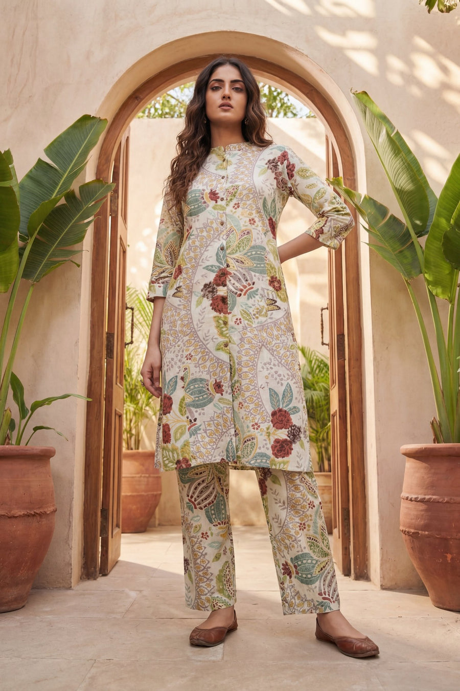 Botanical Garden Ivory Floral Cotton Co-ord Set — image 7