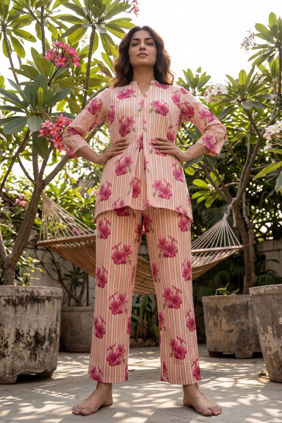 Blossom Stripe Peach Cotton Co-ord Set — image 6