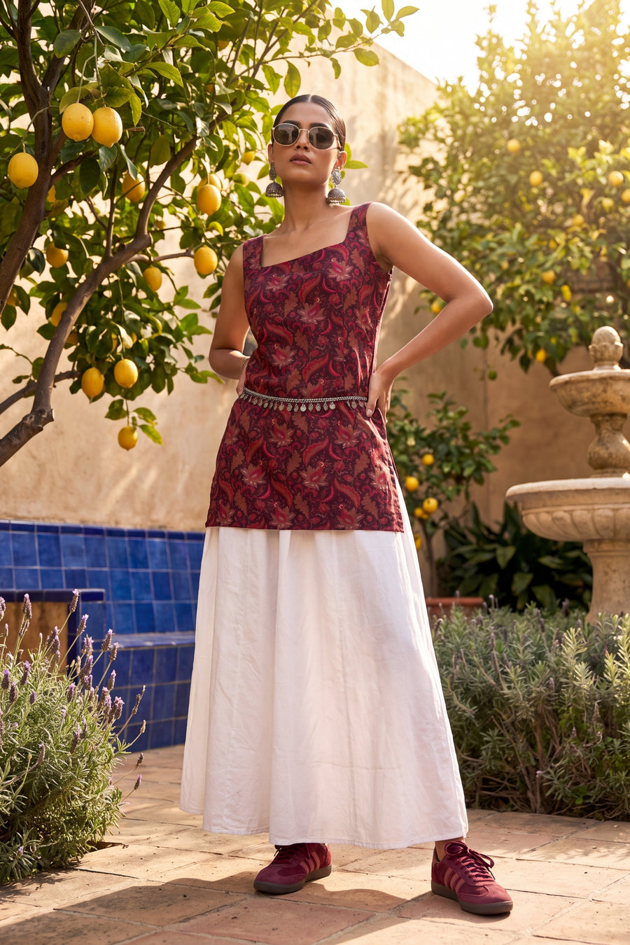 Mulberry Wine Square Neck Cotton Top — image 7