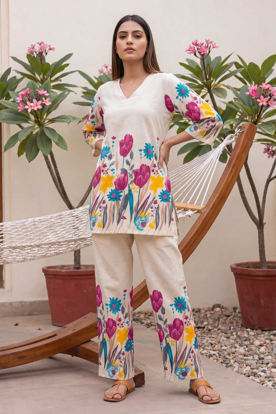Tulip Garden Ivory Scattered Floral Cotton Co-ord Set — image 12