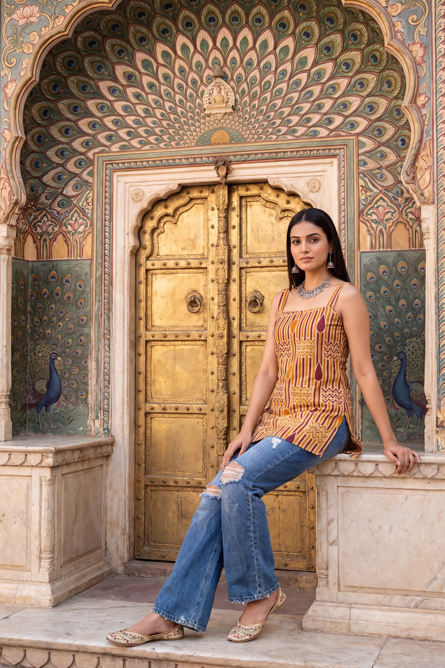 Cloud Beige Square Neck Cotton Top — image 2
