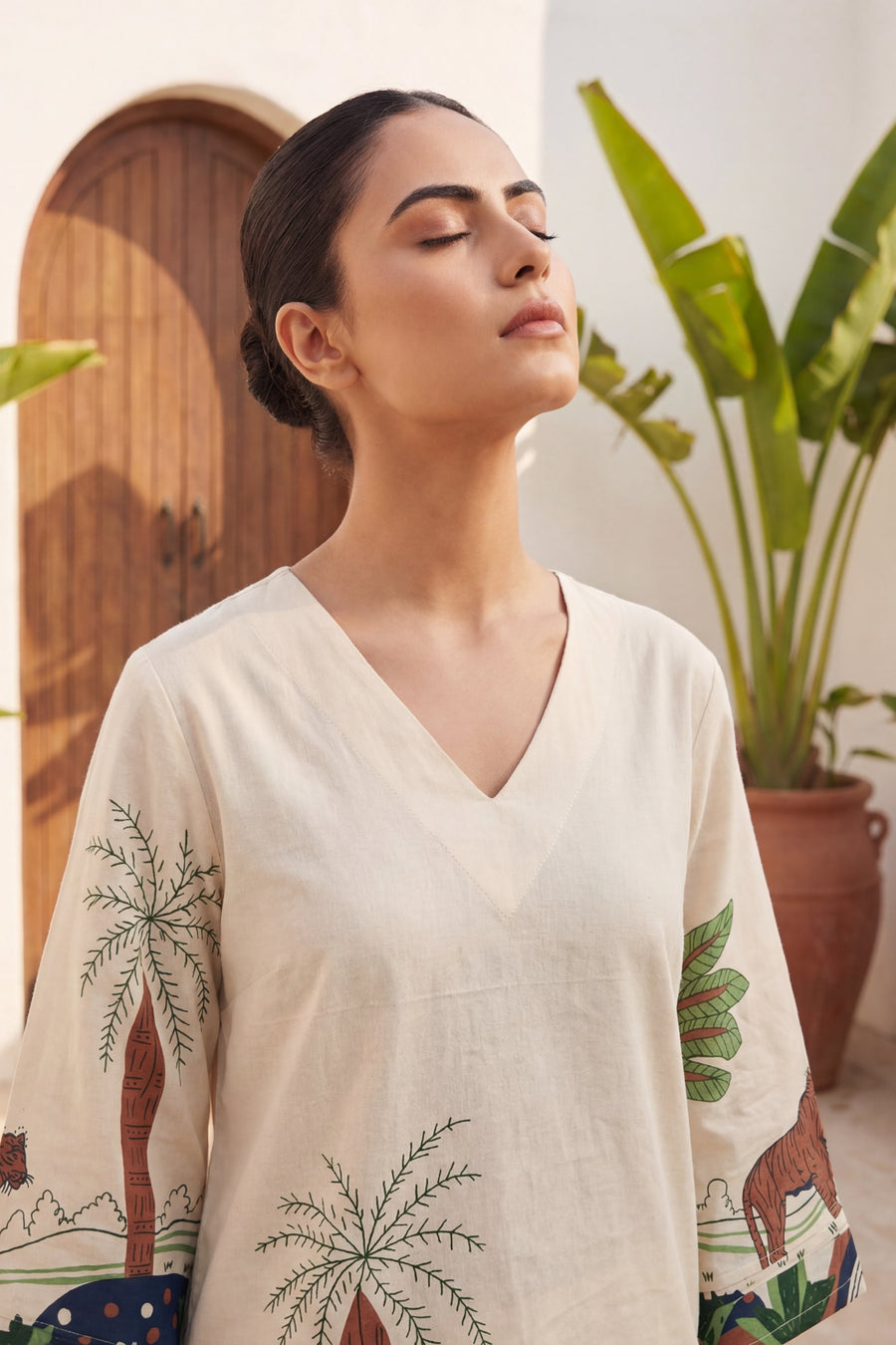 Cream Expedition Botanical Scene Cotton Flex Co-ord Set — image 9