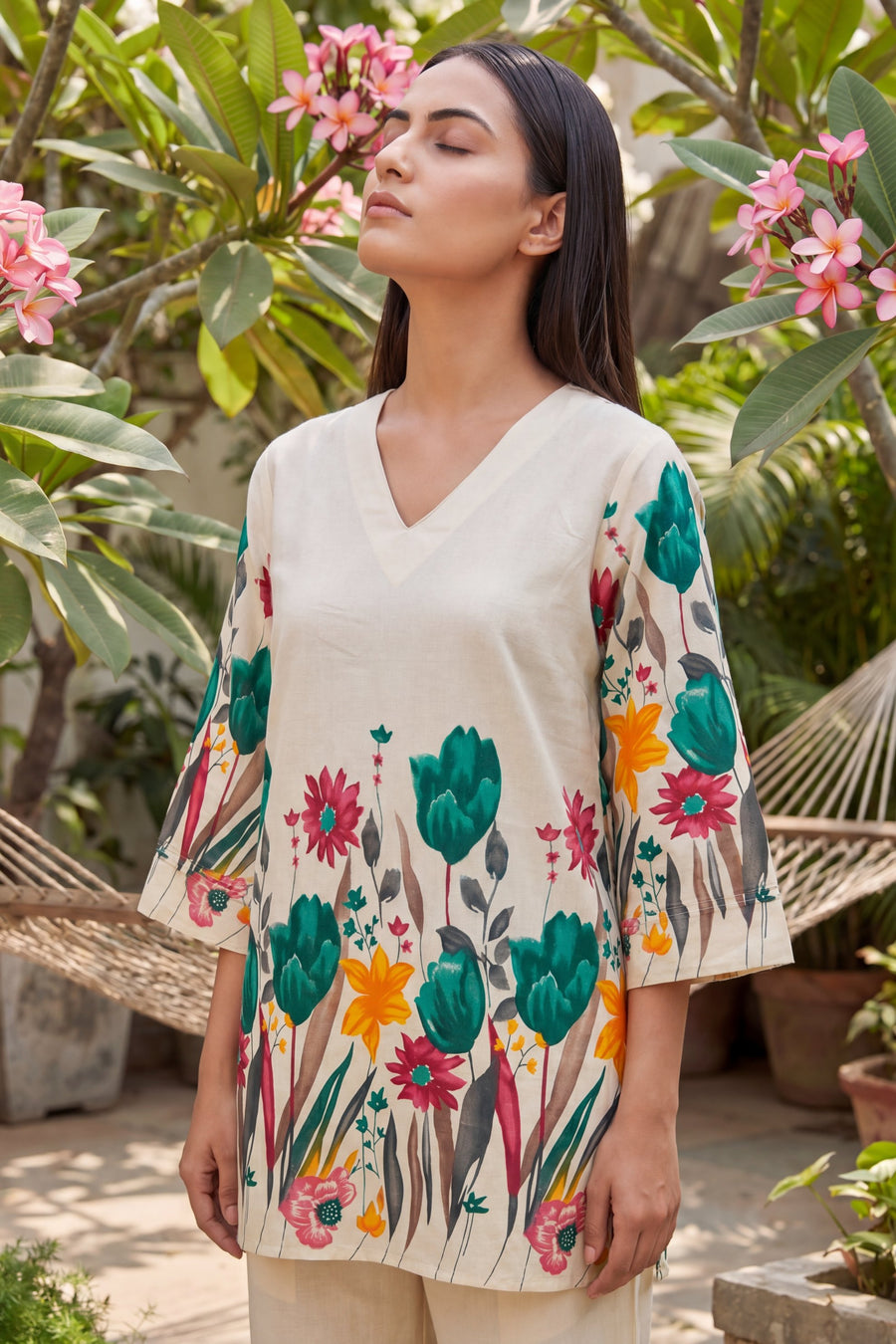 Ivory Scattered Floral Cotton Co-ord Set — image 2