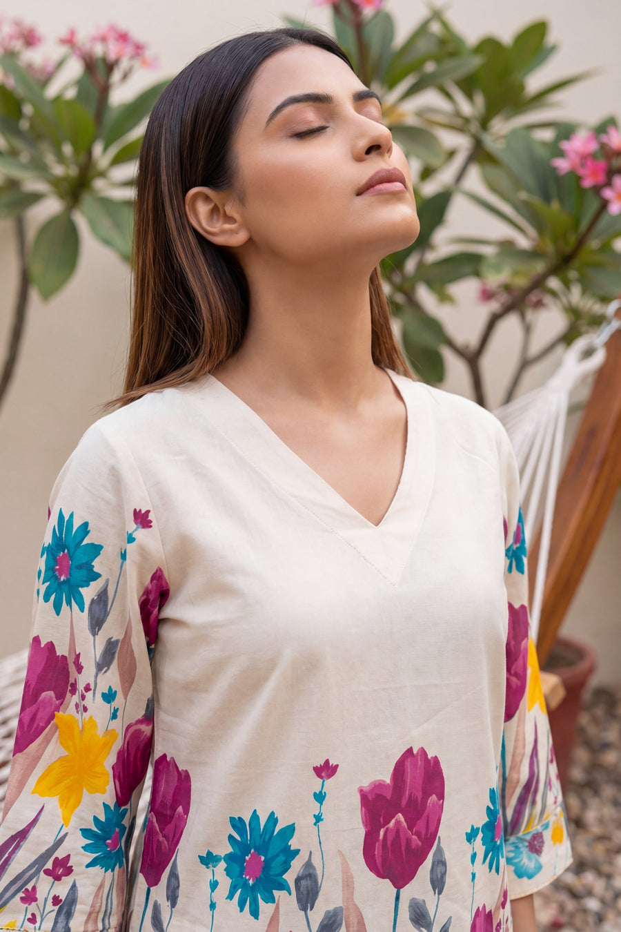 Tulip Garden Ivory Scattered Floral Cotton Co-ord Set — image 3
