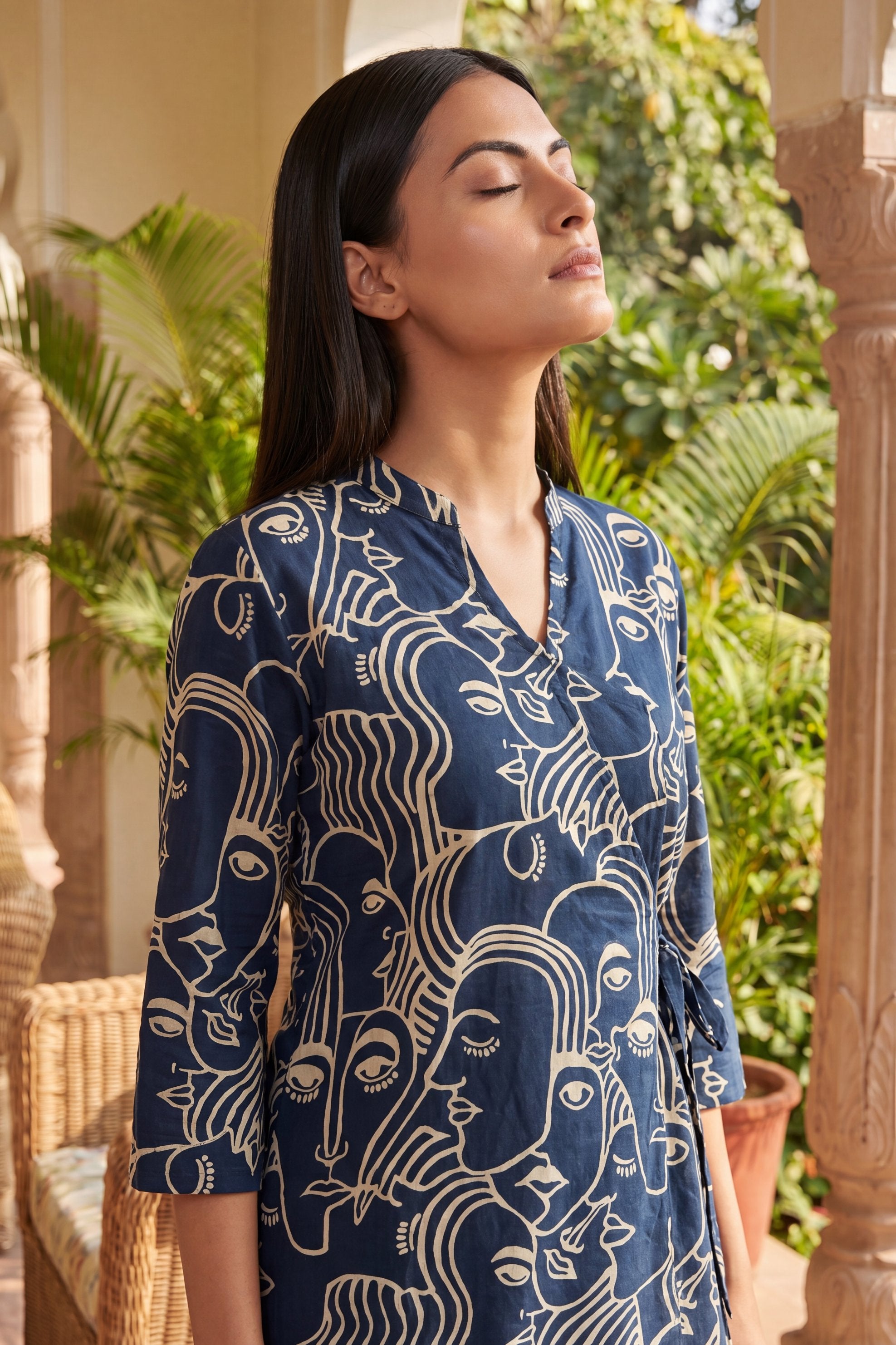Midnight Reverie Navy Anghrakha Cotton Co-ord Set