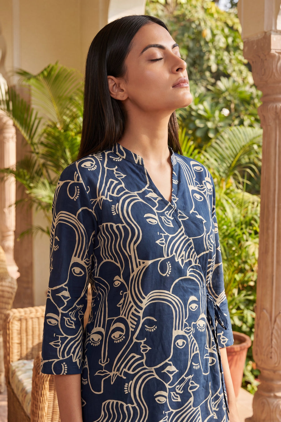 Midnight Reverie Navy Angrakha Cotton Co-ord Set — image 9