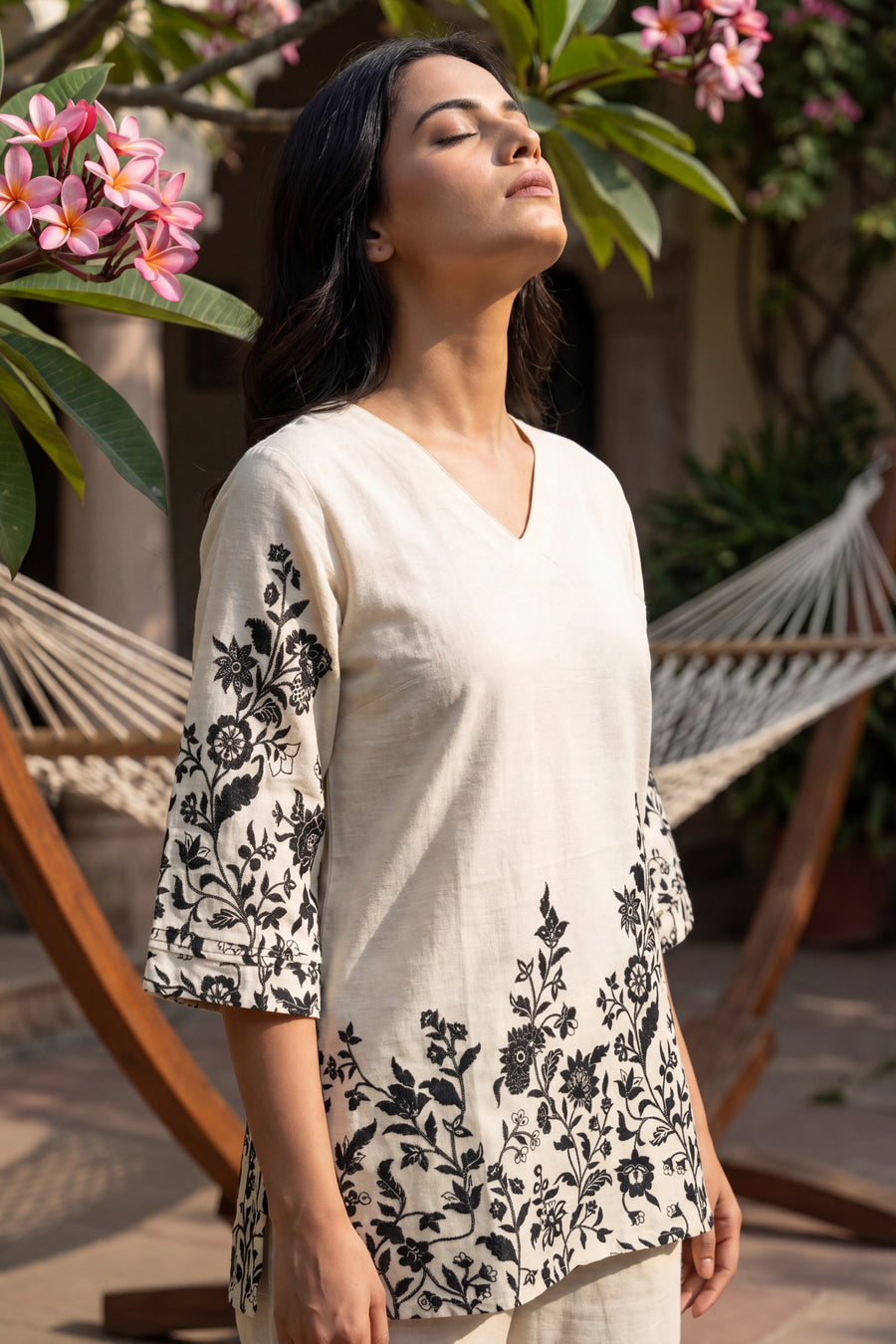 Trail Ivory Floral Embroidered Cotton Co-ord Set — image 2
