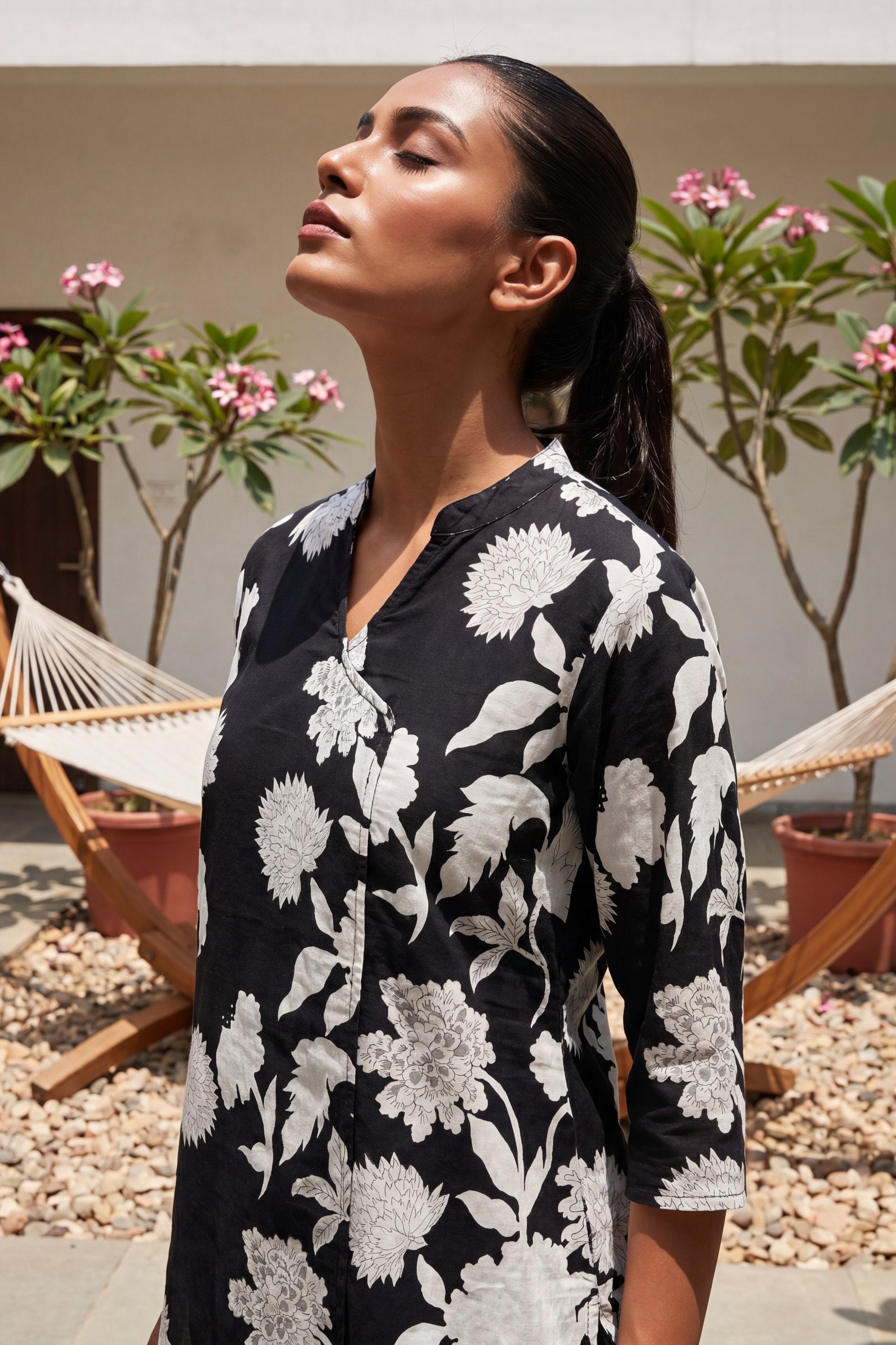 Royal Gardens — Black Anghrakha Cotton Co-ord Set