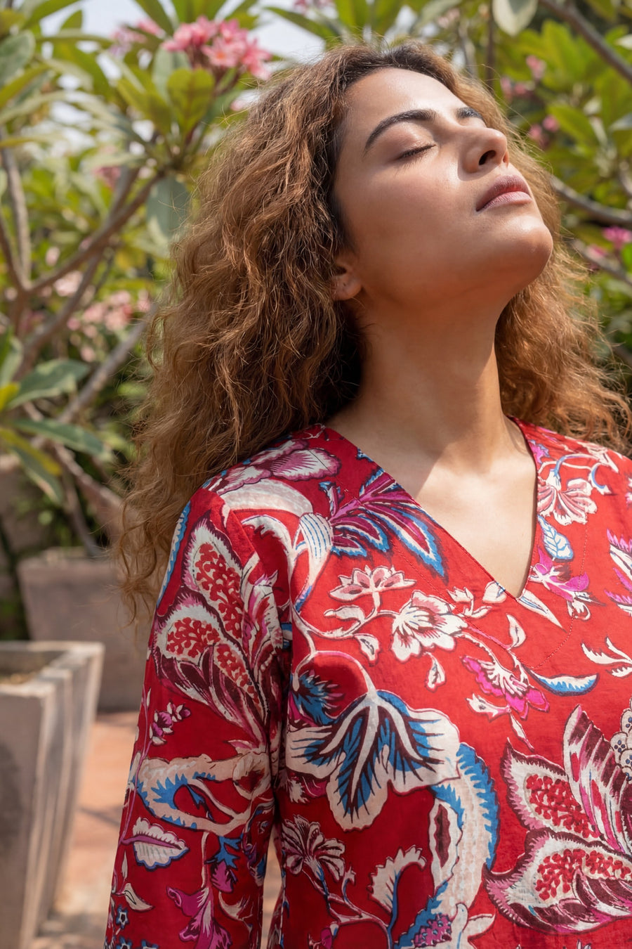 Avian Bloom Red Cotton Co-ord Set — image 6