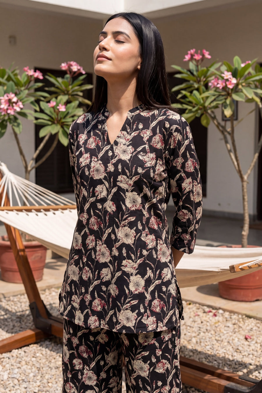 Nocturne Bloom Onyx Floral Cotton Co-ord Set — image 2
