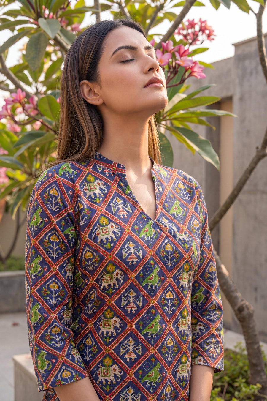Cobalt Geometric Buti Cotton Co-ord Set — image 3