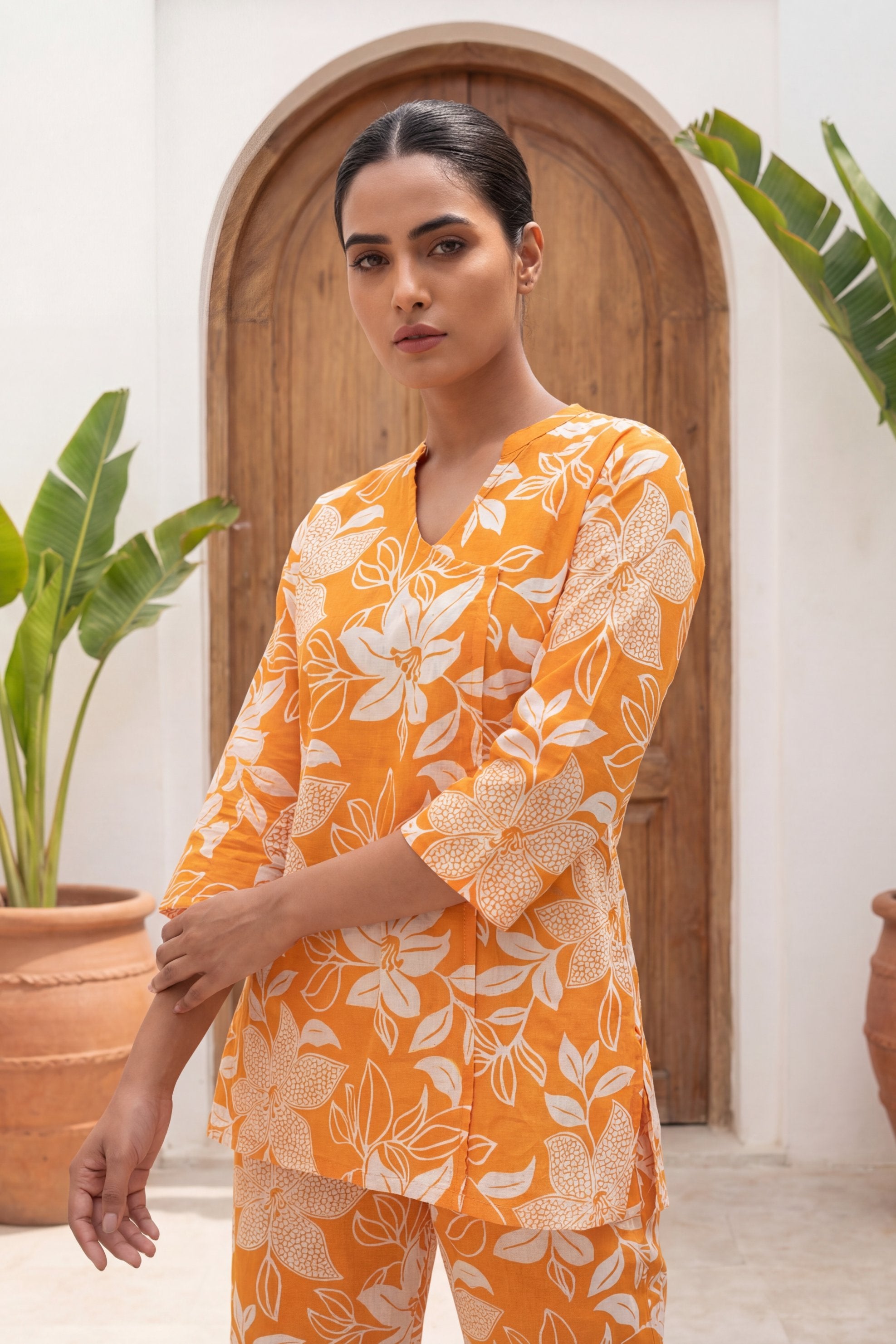 Saffron Blossom Orange Floral Cotton Co-ord Set | Me&My