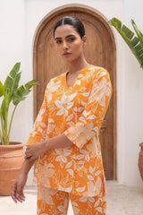 Saffron Blossom Orange Floral Cotton Co-ord Set | Me&My