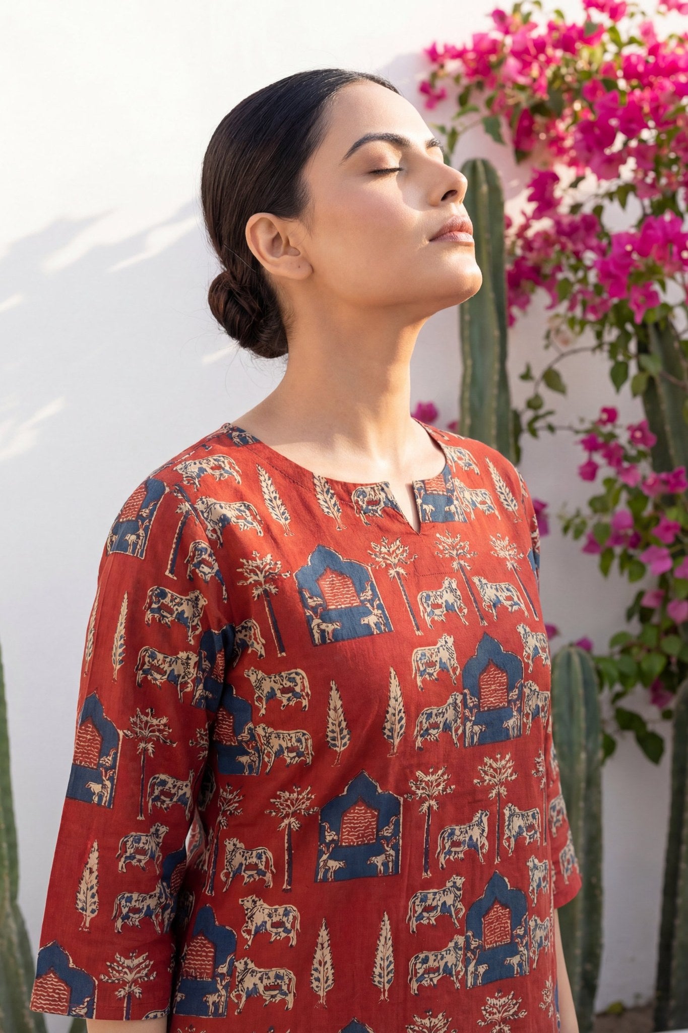 Pichwai Heritage Rust Cotton Co-ord Set