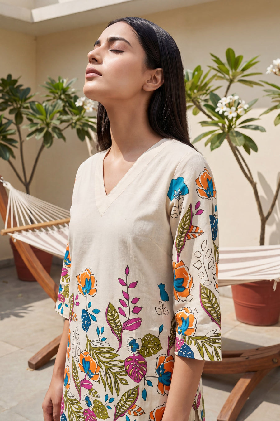 Papaya Grove Ivory Scattered Floral Cotton Co-ord Set — image 3