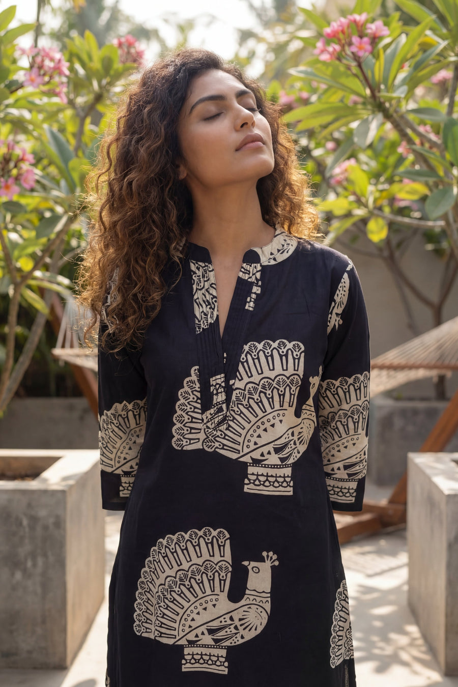Peacock Elegance Black Cotton Co-ord Set — image 7
