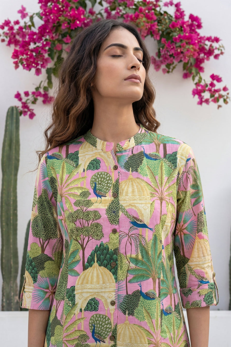Peacock Palace Pink Tropical Cotton Co-ord Set — image 8