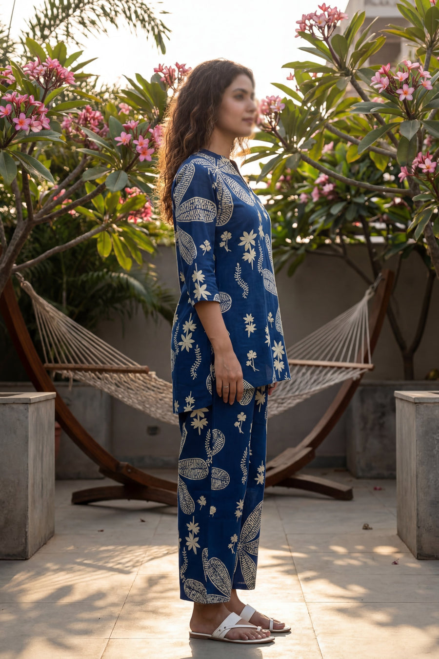 Garden Reverie Royal Blue Cotton Angrakha Co-ord Set — image 10