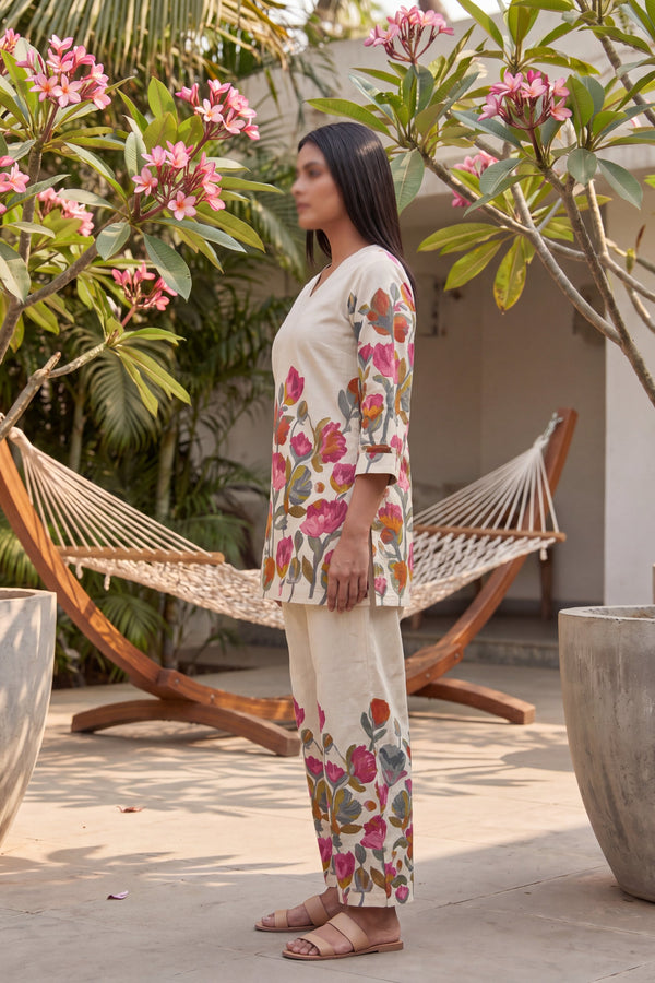 Tulip Cascade Ivory Floral Cotton Co-ord Set