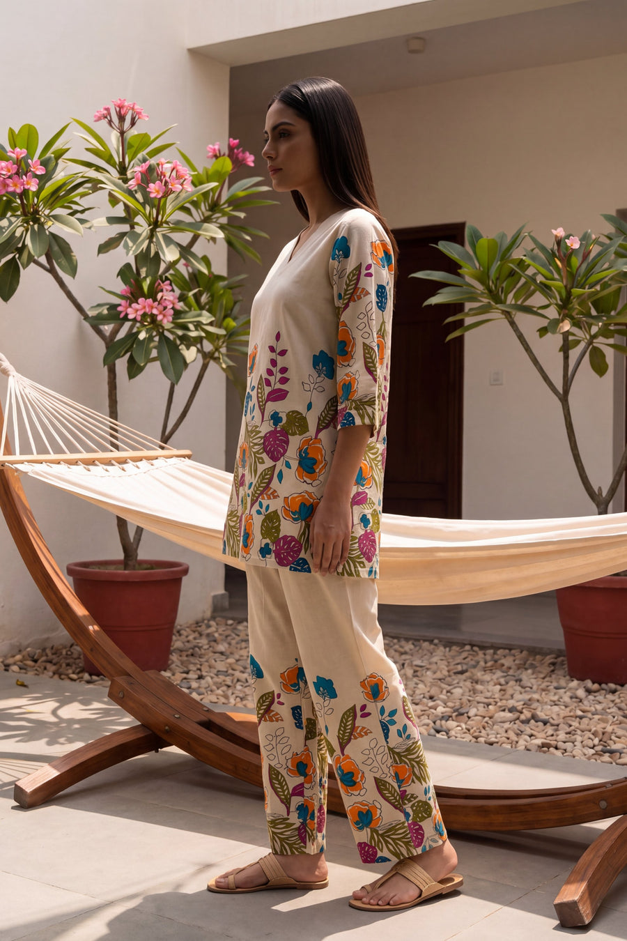 Papaya Grove Ivory Scattered Floral Cotton Co-ord Set — image 5