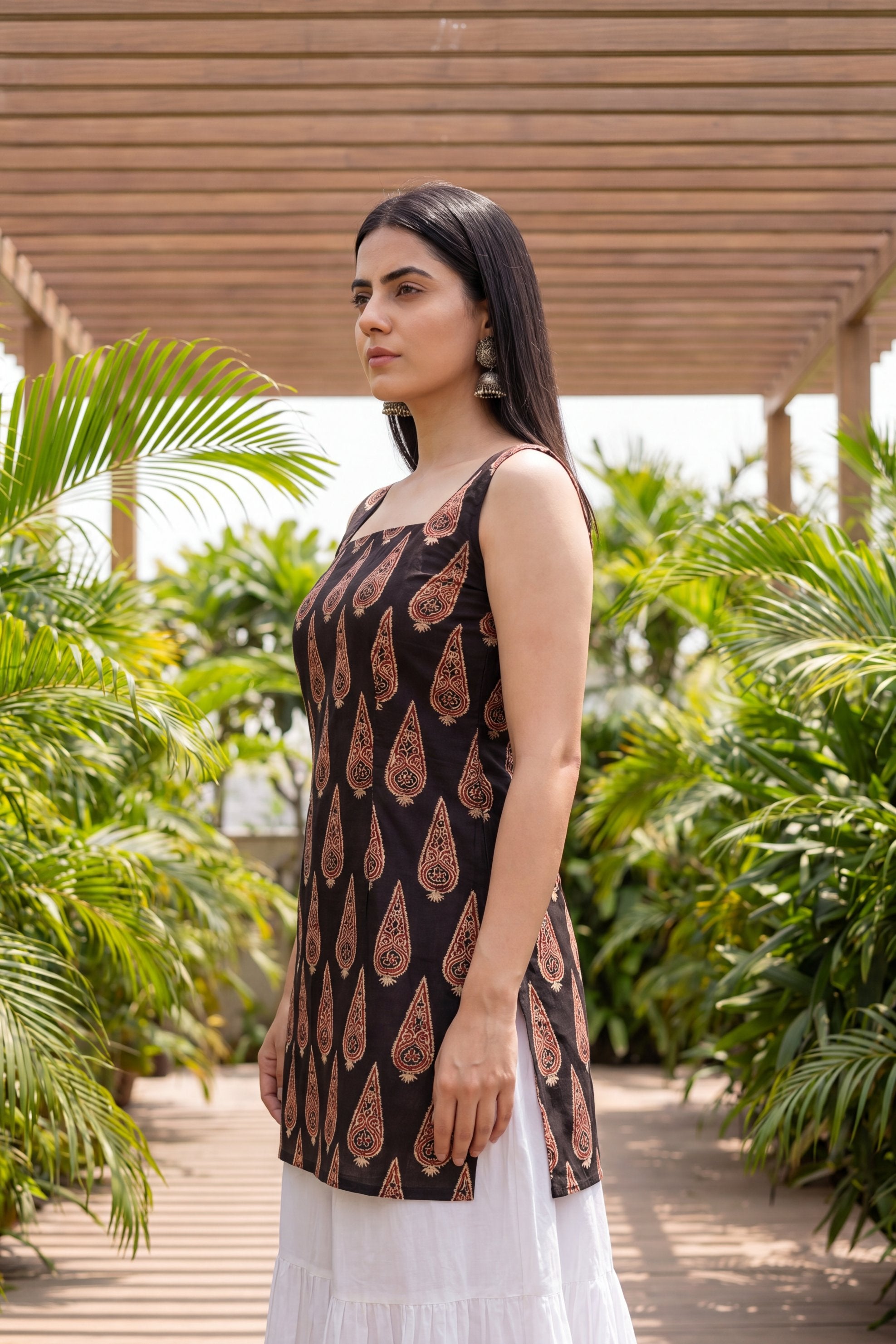 Midnight Whisper Black Square Neck Cotton Top