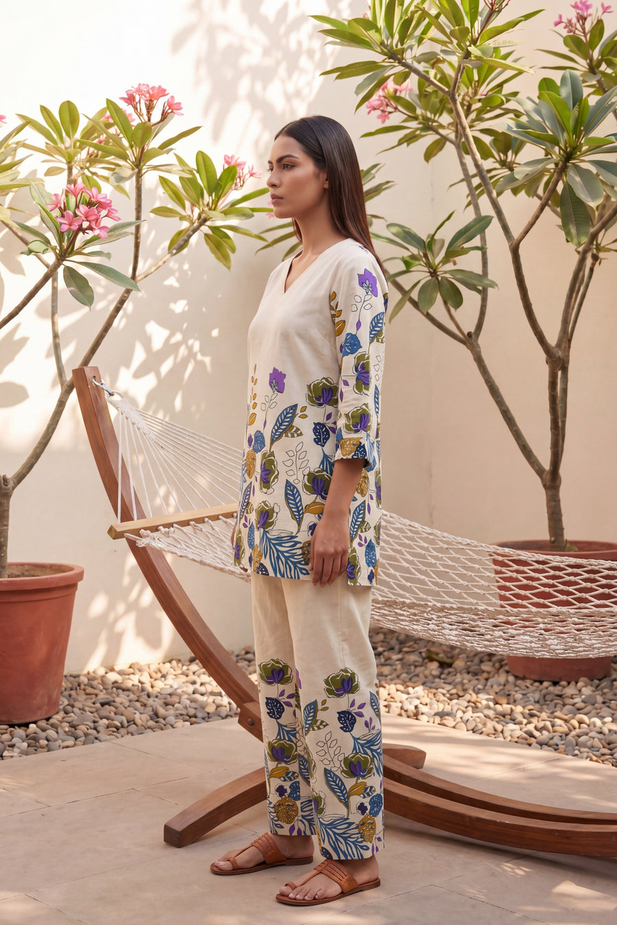 Blush Petal Drift Floral Cotton Suit Set — image 5