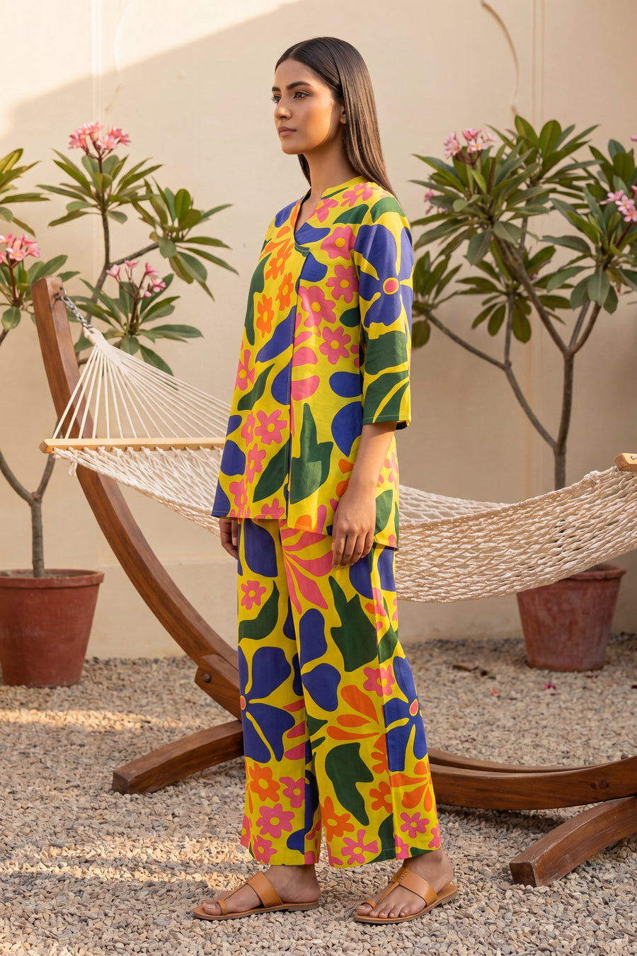 Dusk Saffron Tropical Floral Cotton Co-ord Set — image 4
