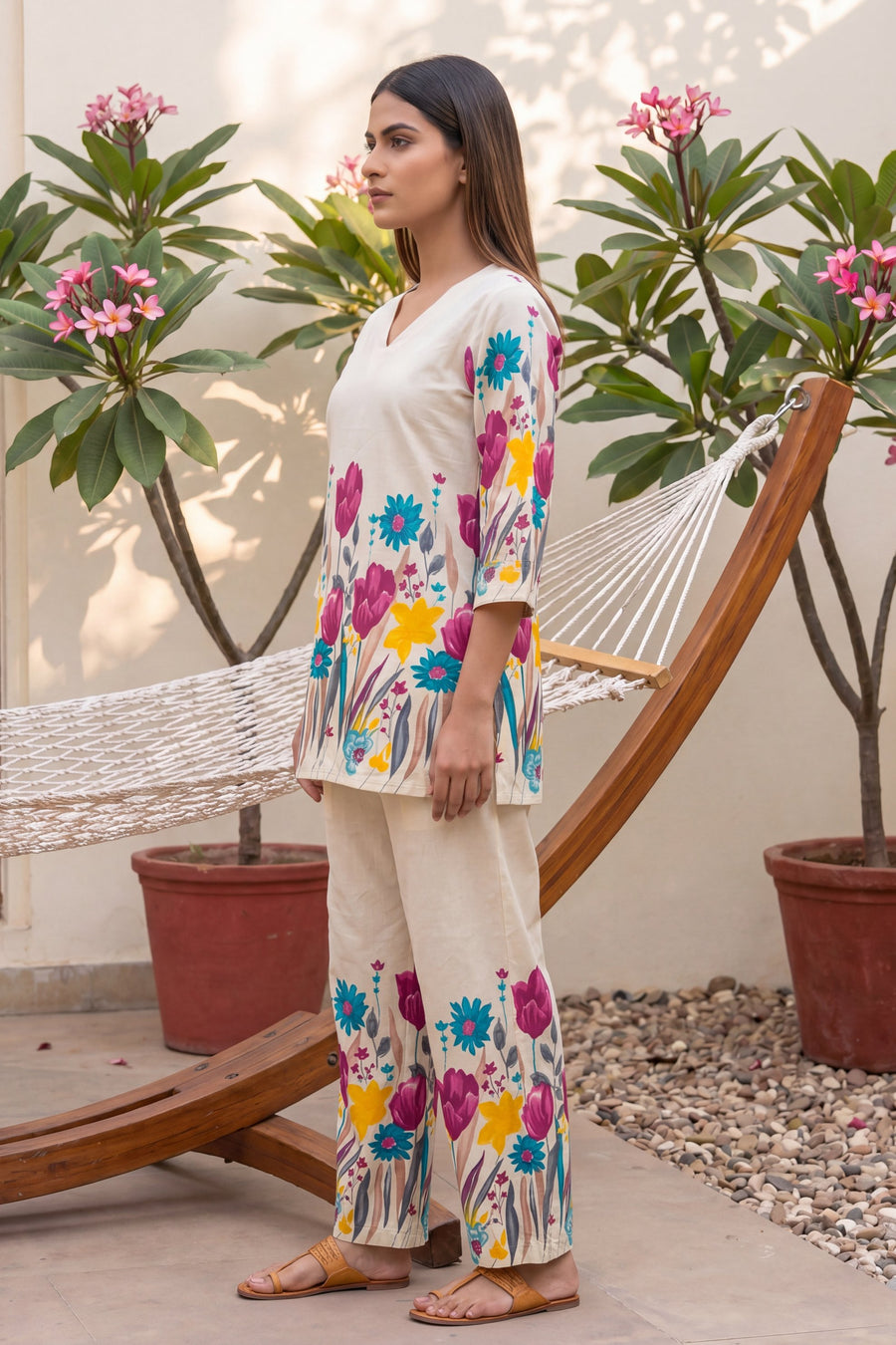Tulip Garden Ivory Scattered Floral Cotton Co-ord Set — image 5