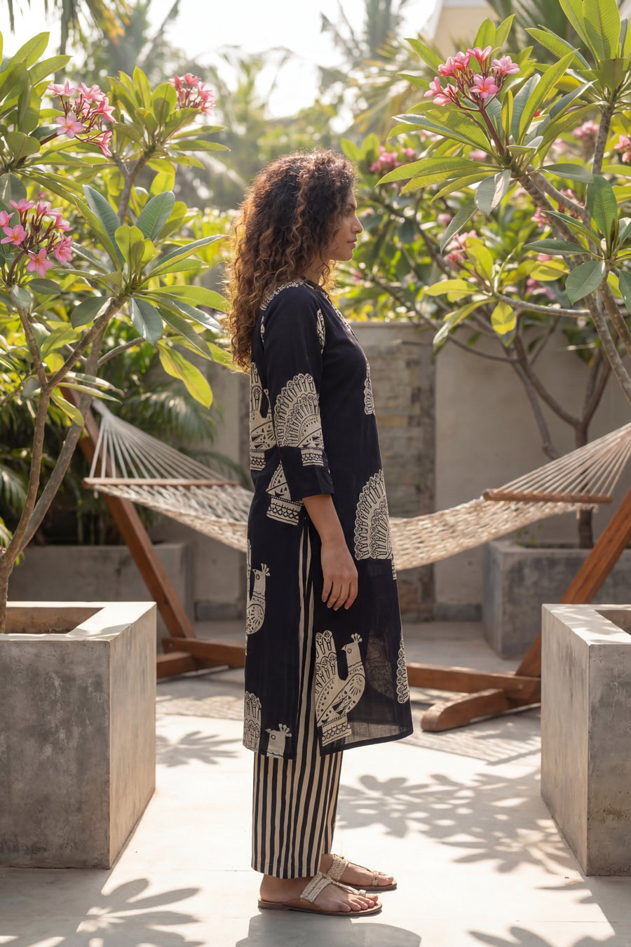 Peacock Elegance Black Cotton Co-ord Set — image 8