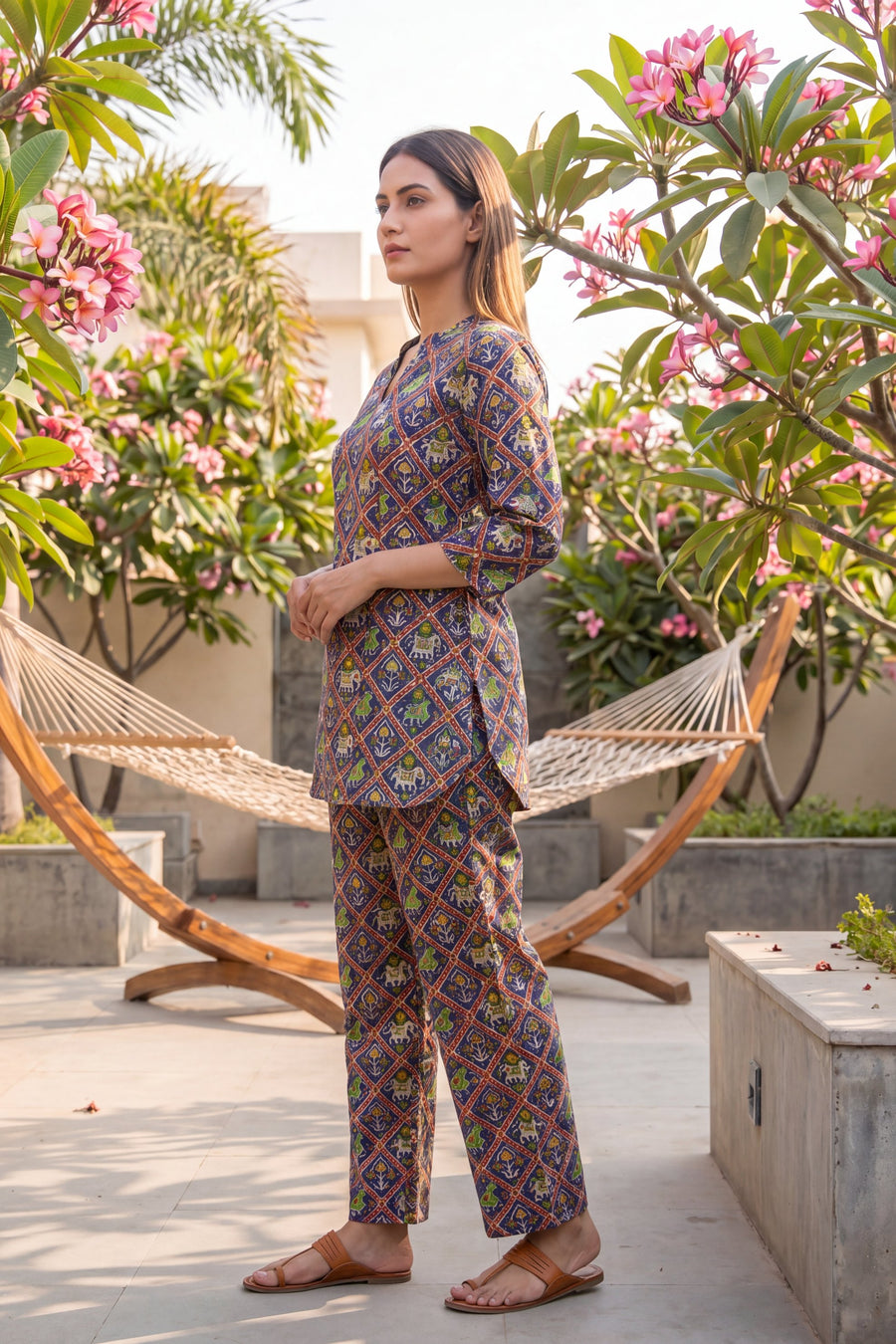 Cobalt Geometric Buti Cotton Co-ord Set — image 11