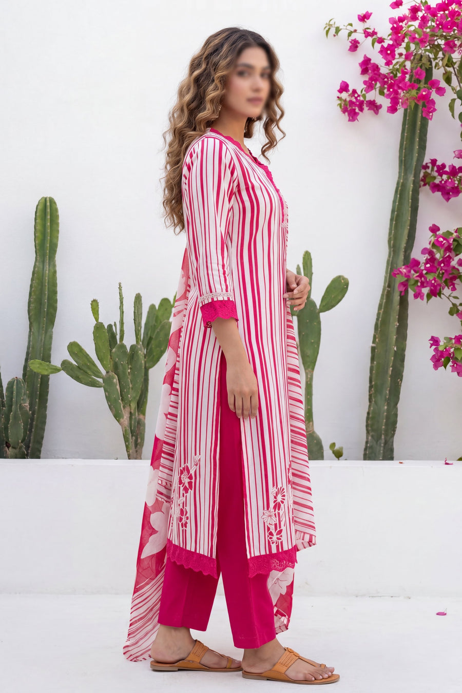 Amber Dusk Striped Floral Cotton Suit Set — image 11