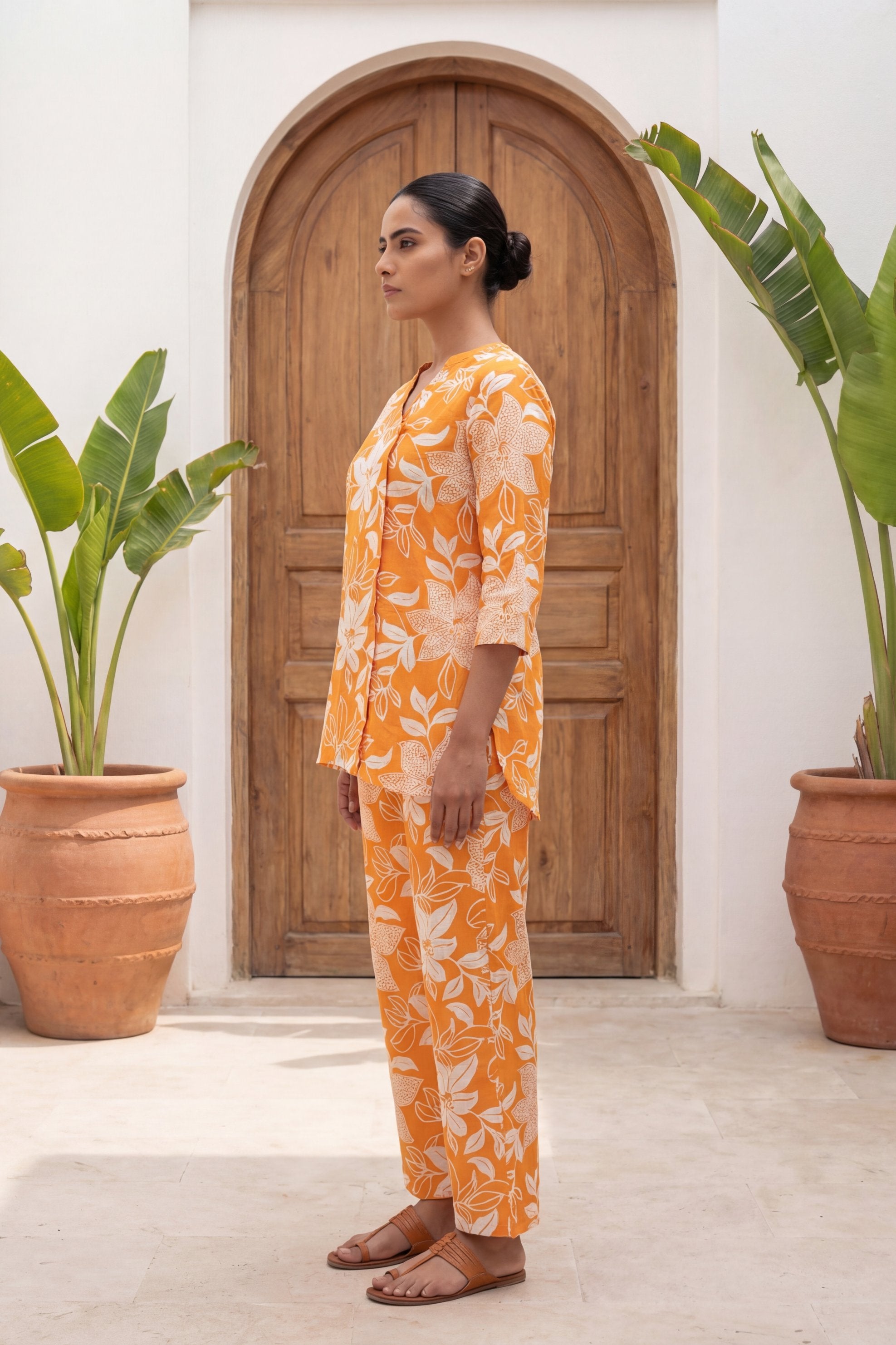 Saffron Blossom Orange Floral Cotton Co-ord Set | Me&My