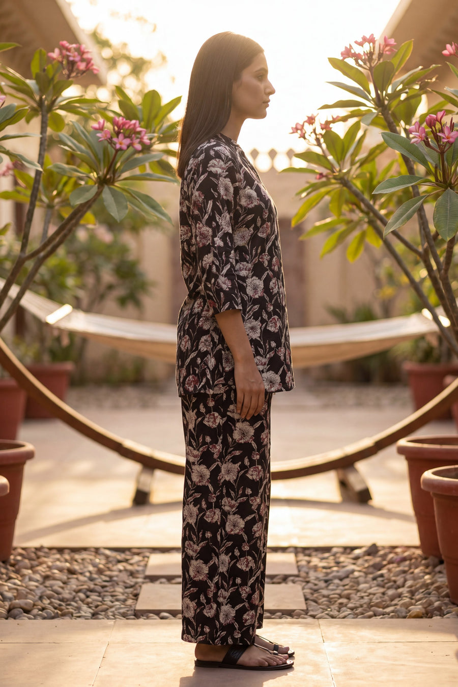 Nocturne Bloom Onyx Floral Cotton Co-ord Set — image 4