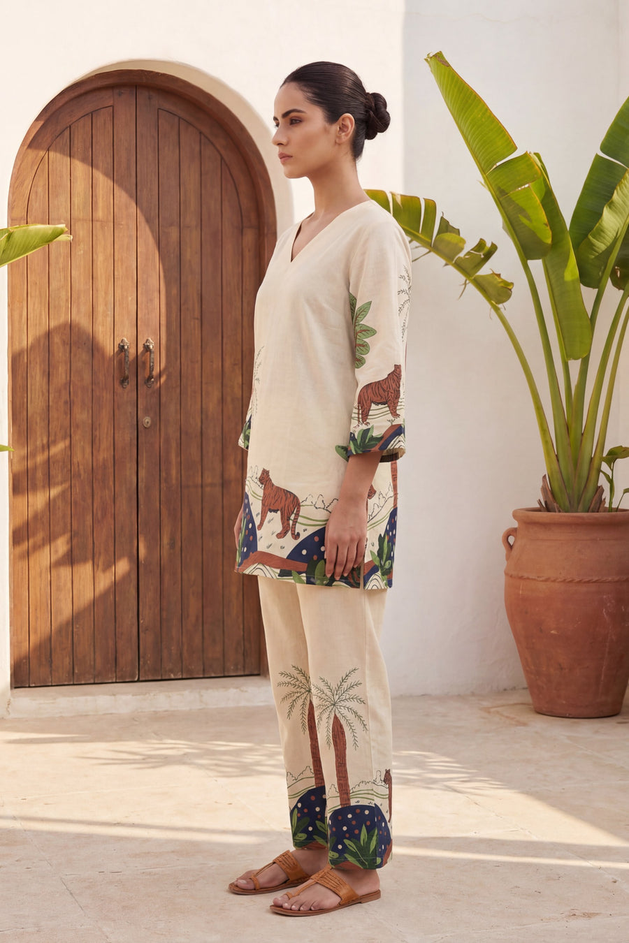 Cream Expedition Botanical Scene Cotton Flex Co-ord Set — image 5