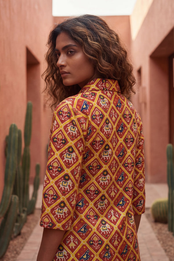 Crimson Ikat Heritage Cotton Co-ord Set