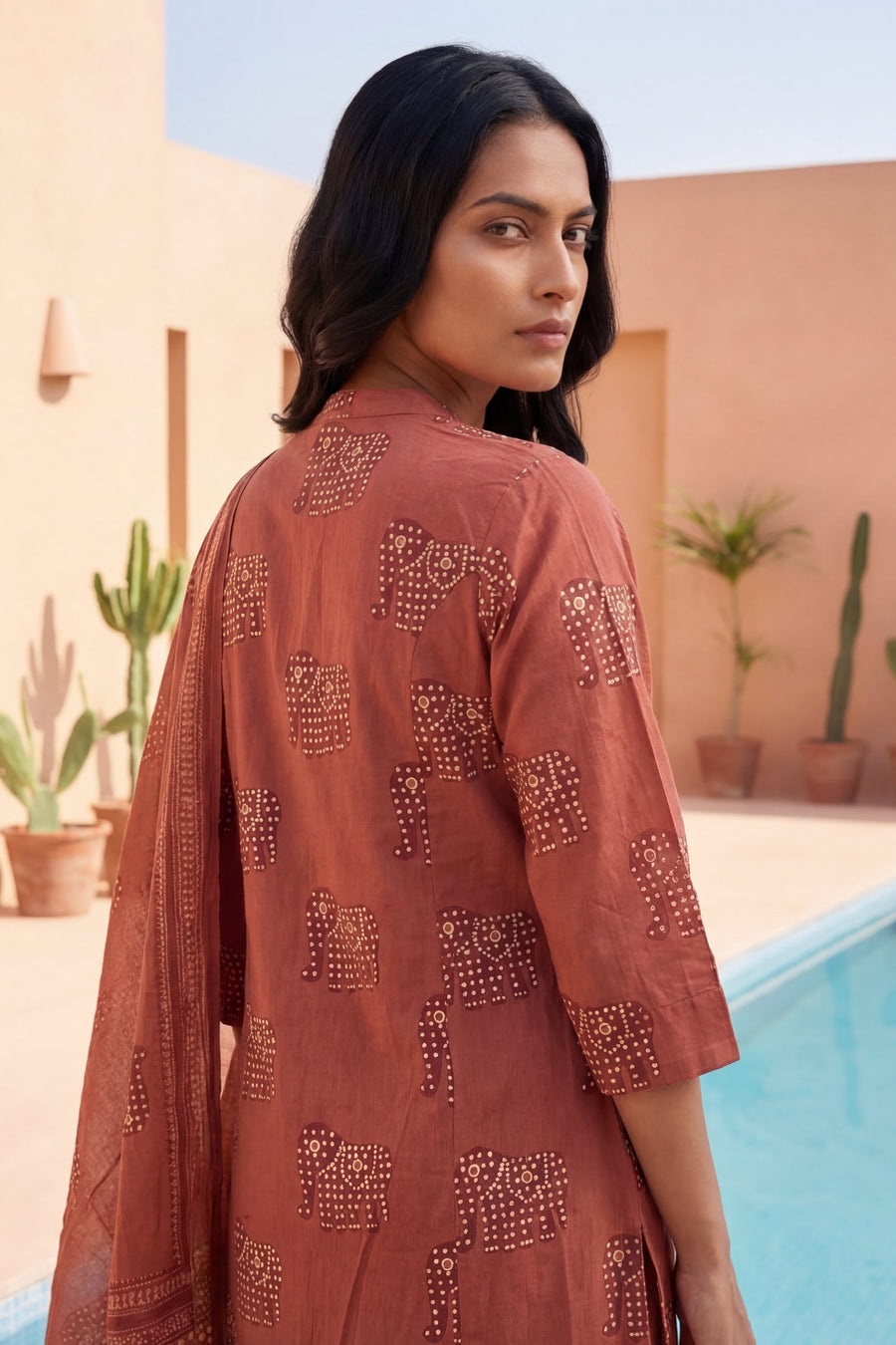 Sienna Folk Sovereign Elephant Cotton Dupatta Set — image 6