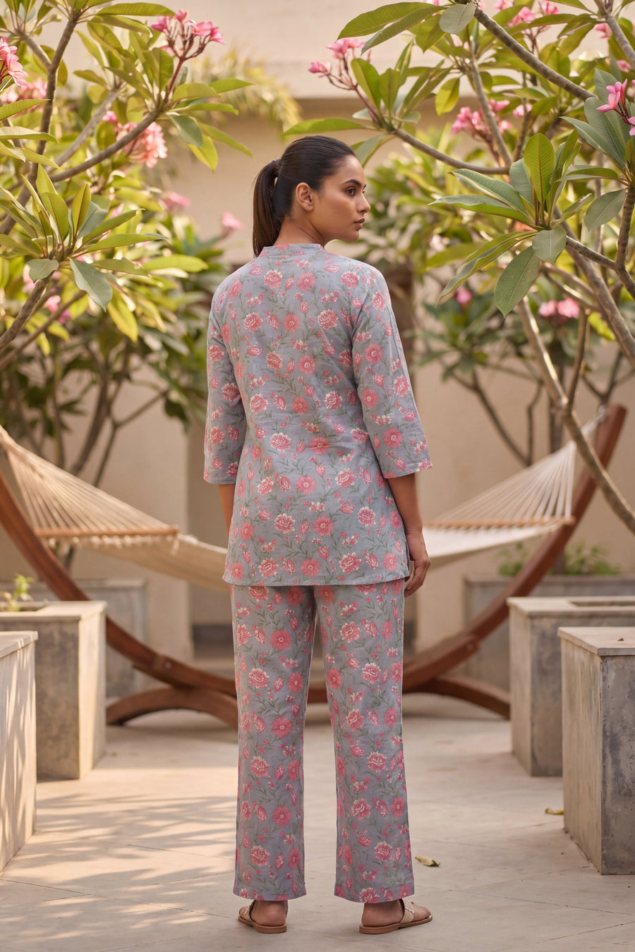 Rosewood Cluster Slate Blue Floral Cotton Co-ord Set — image 10