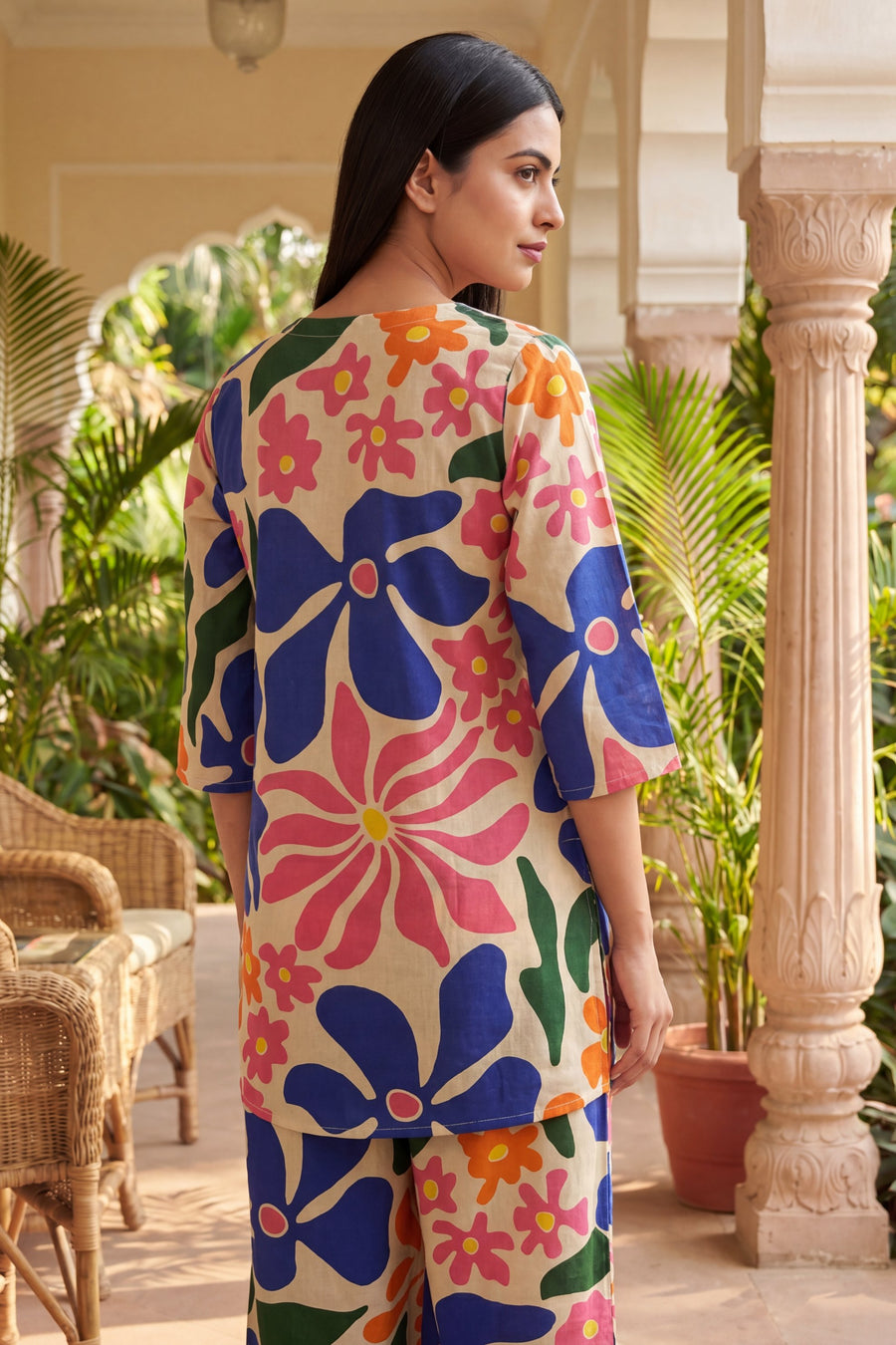 Cream Bloom Cascade Floral Cotton Co-ord Set — image 2
